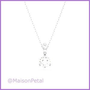 Rhodium Plated Crystal Pendant Necklace, 15 Inch Chain